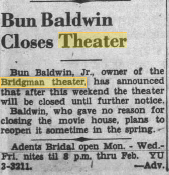 Bridgman Theatre - FEB 1 1956